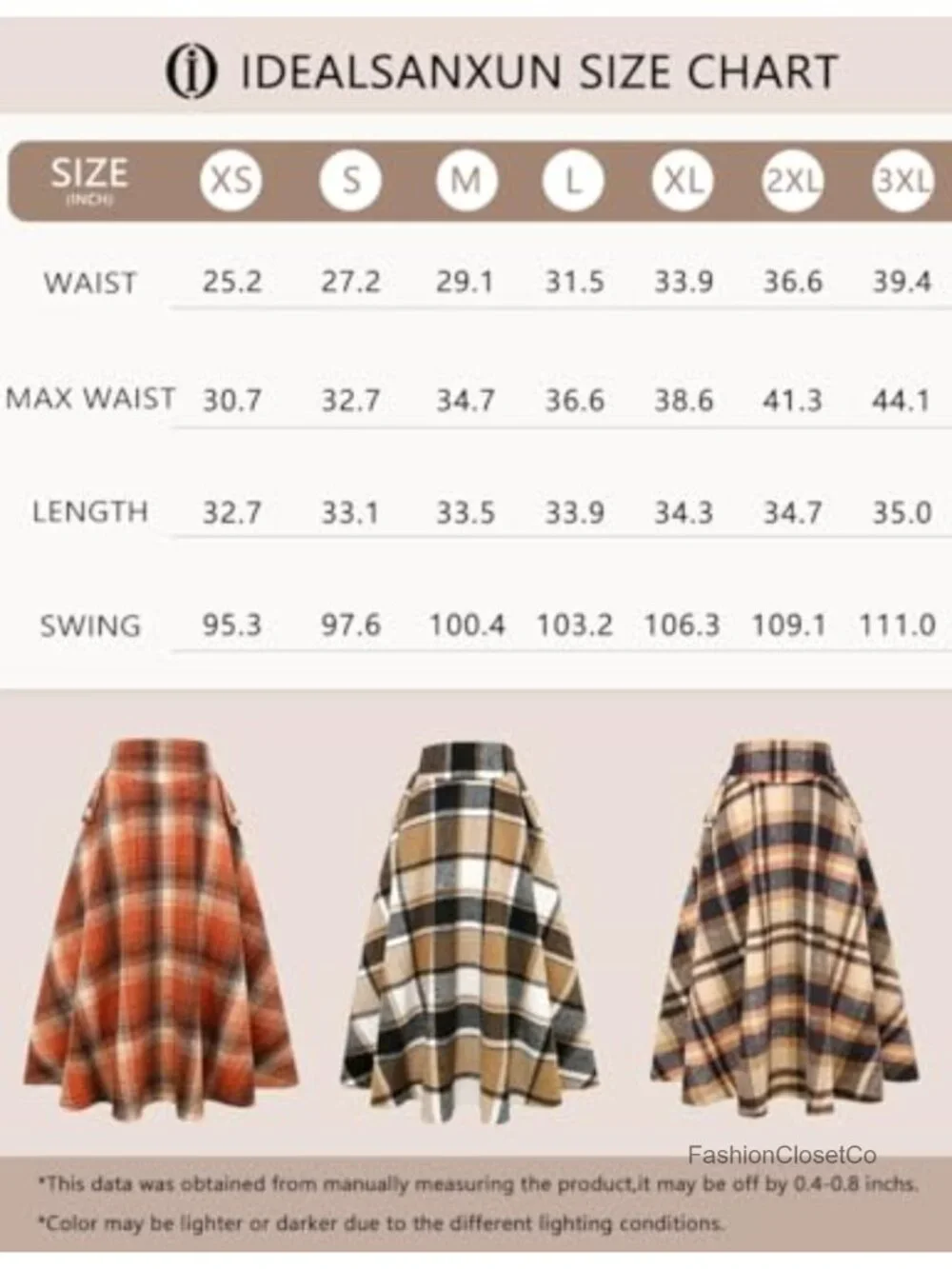 High Waisted Plaid A-Line Maxi Skirt Wool Blend Pleated